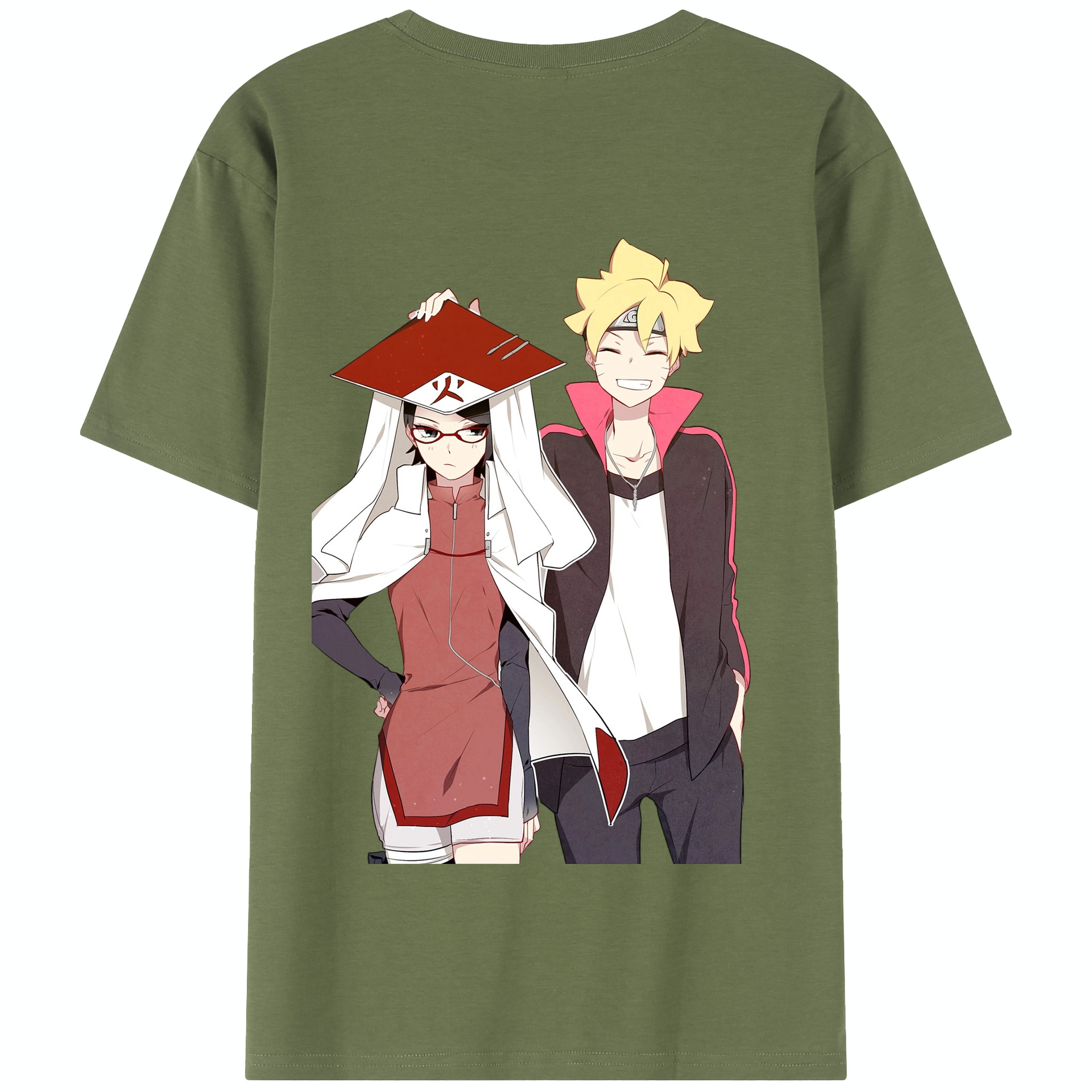 （画像用） NARUTO -ナルト- うちは サラダ Uchiha Sarada 綿100％半袖Tシャツ（背面プリント）
